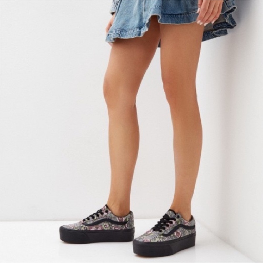 Vans Old Skool Stackform Sneaker Shoes Platform Floral Tapestry